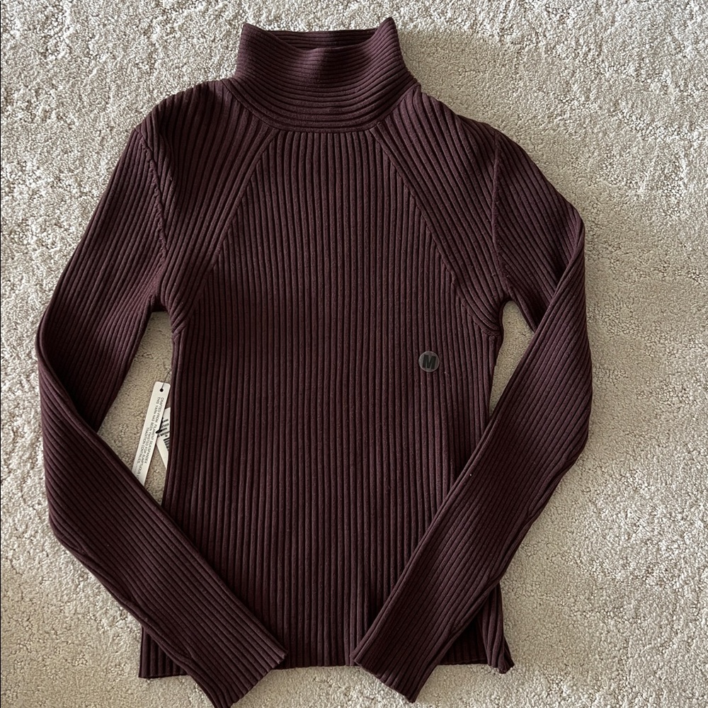 Mock neck ribbed knit top